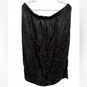 Vintage Silk Studio Black Floral Silk Midi Skirt Plus Size / sz 20